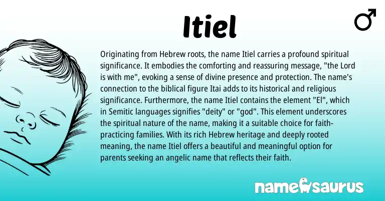 Infographic about Itiel name meaning, Itiel is a name from Semitic, Hebrew origin(s).