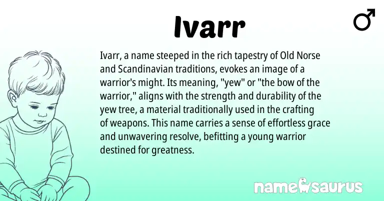 Infographic about Ivarr name meaning, Ivarr is a name from Old Norse, Scandinavian origin(s).