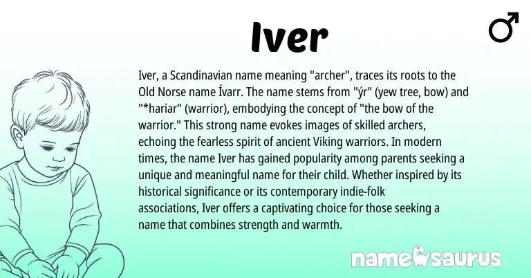 Infographic about Iver name meaning, Iver is a name from Scandinavian, Old Norse origin(s).