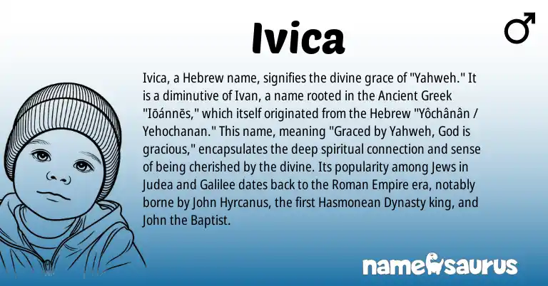 Infographic about Ivica name meaning, Ivica is a name from Ancient Greek, Roman, Hebrew origin(s).