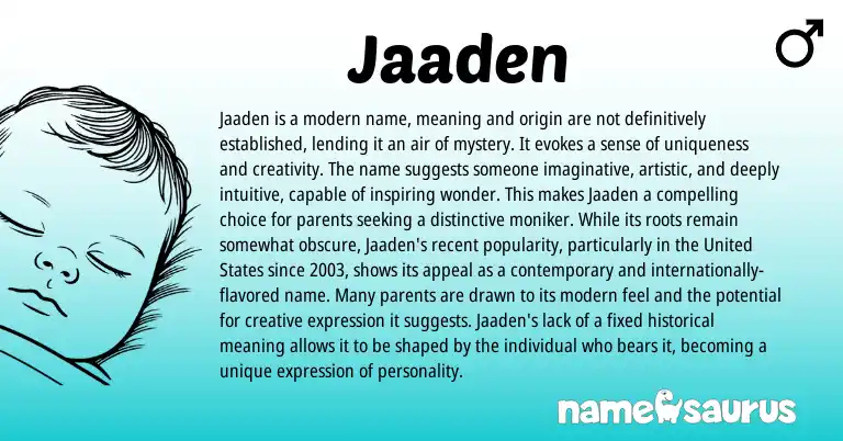 Infographic about Jaaden name meaning, Jaaden is a name from Other origin(s).