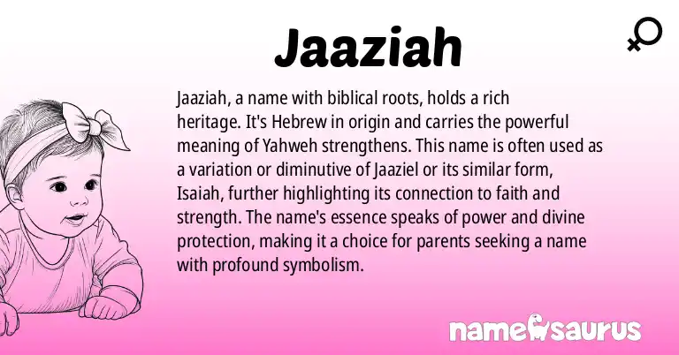 Infographic about Jaaziah name meaning, Jaaziah is a name from Biblical origin(s).