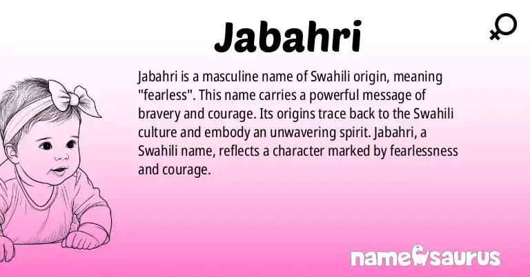 Infographic about Jabahri name meaning, Jabahri is a name from Swahili origin(s).