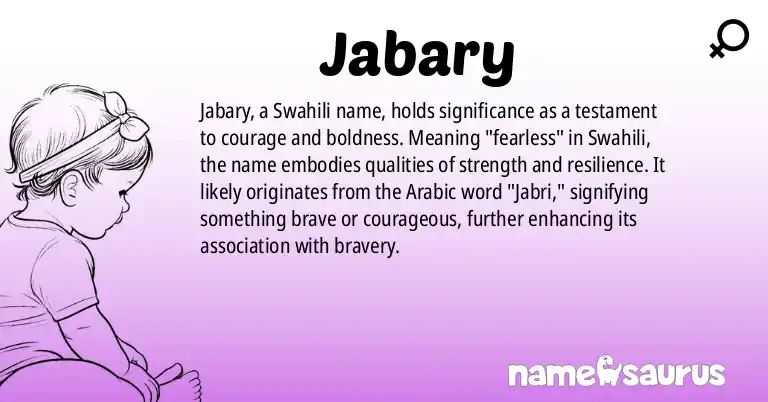 Infographic about Jabary name meaning, Jabary is a name from Swahili origin(s).