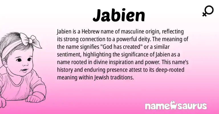 Infographic about Jabien name meaning, Jabien is a name from Hebrew origin(s).