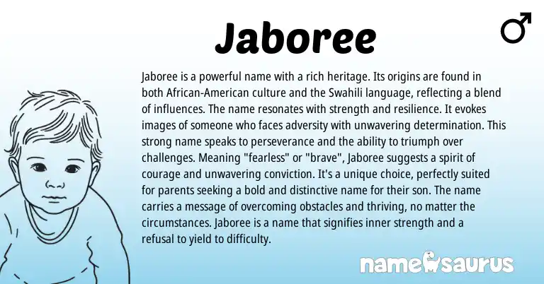 Infographic about Jaboree name meaning, Jaboree is a name from Other origin(s).