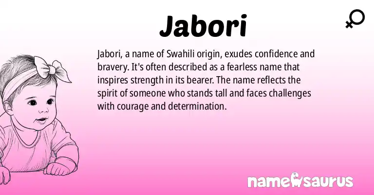 Infographic about Jabori name meaning, Jabori is a name from Swahili origin(s).