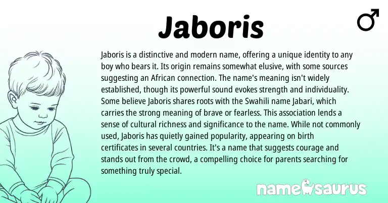 Infographic about Jaboris name meaning, Jaboris is a name from Other origin(s).