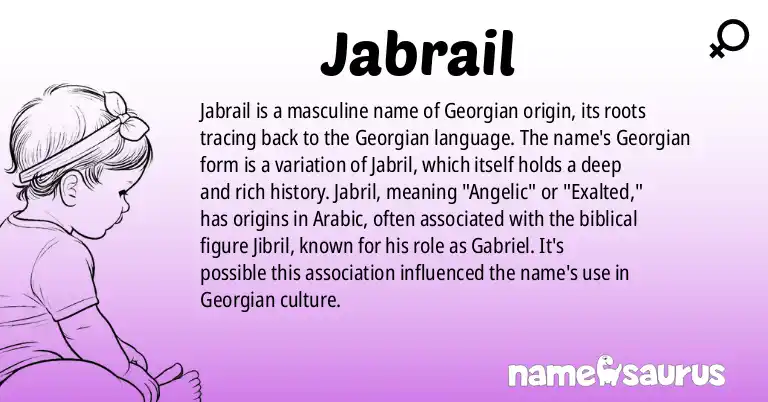 Infographic about Jabrail name meaning, Jabrail is a name from Georgian origin(s).
