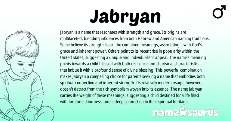 Infographic about Jabryan name meaning, Jabryan is a name from Hebrew origin(s).