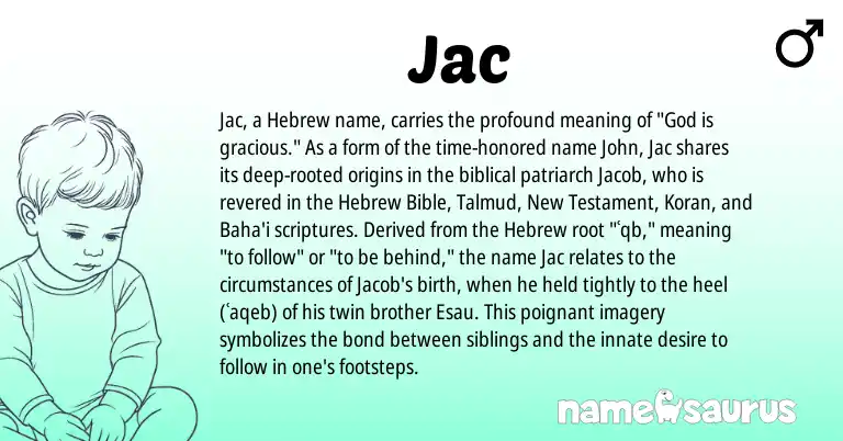 Infographic about Jac name meaning, Jac is a name from Hebrew origin(s).