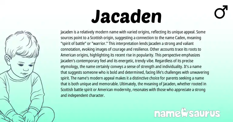 Infographic about Jacaden name meaning, Jacaden is a name from Scottish origin(s).