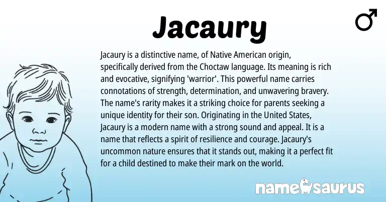 Infographic about Jacaury name meaning, Jacaury is a name from American, Choctaw origin(s).