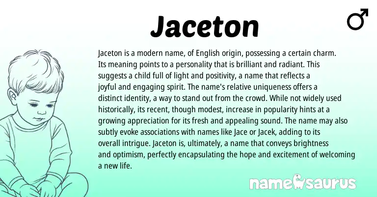 Infographic about Jaceton name meaning, Jaceton is a name from English origin(s).