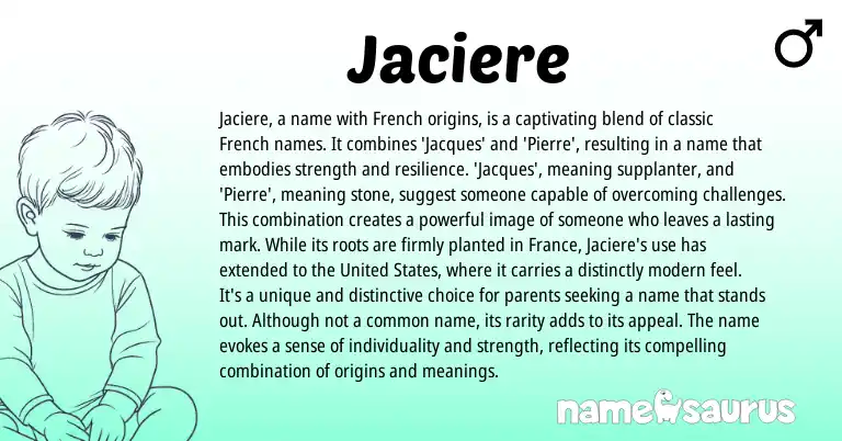 Infographic about Jaciere name meaning, Jaciere is a name from French origin(s).