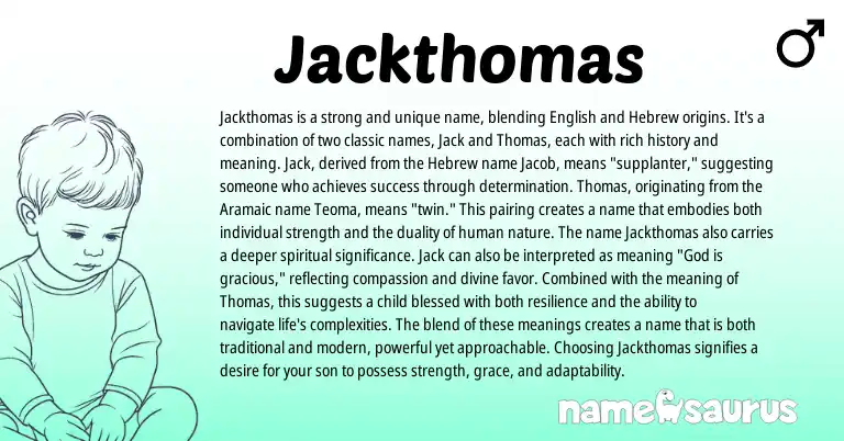 Infographic about Jackthomas name meaning, Jackthomas is a name from Hebrew, English origin(s).