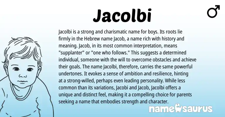 Infographic about Jacolbi name meaning, Jacolbi is a name from Hebrew origin(s).