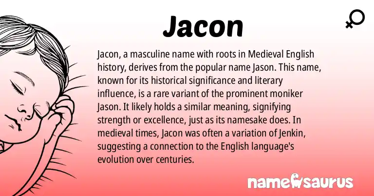 Infographic about Jacon name meaning, Jacon is a name from English, Medieval English origin(s).