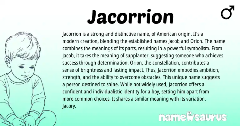 Infographic about Jacorrion name meaning, Jacorrion is a name from American origin(s).