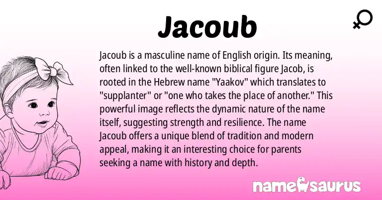 Infographic about Jacoub name meaning, Jacoub is a name from English origin(s).