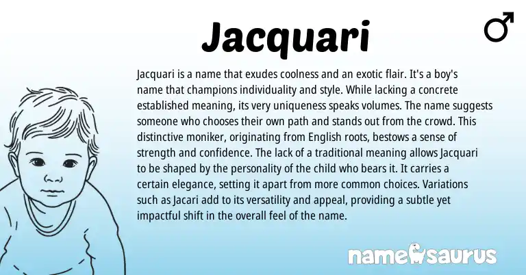 Infographic about Jacquari name meaning, Jacquari is a name from Other origin(s).