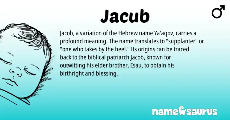 Infographic about Jacub name meaning, Jacub is a name from Hebrew origin(s).