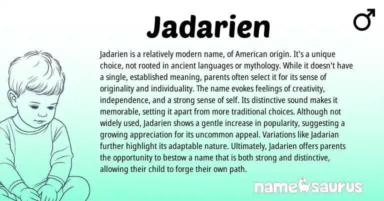 Infographic about Jadarien name meaning, Jadarien is a name from American origin(s).
