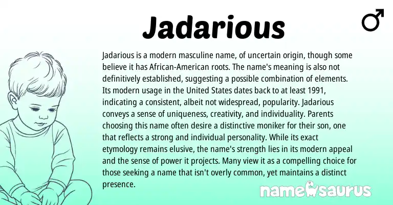Infographic about Jadarious name meaning, Jadarious is a name from Other origin(s).