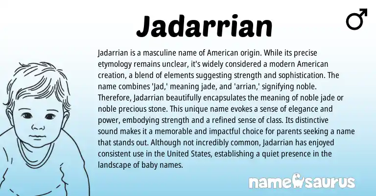 Infographic about Jadarrian name meaning, Jadarrian is a name from American origin(s).