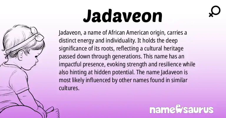 Infographic about Jadaveon name meaning, Jadaveon is a name from African American origin(s).