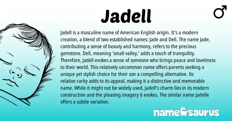 Infographic about Jadell name meaning, Jadell is a name from English origin(s).