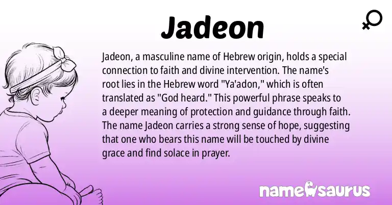 Infographic about Jadeon name meaning, Jadeon is a name from Hebrew origin(s).