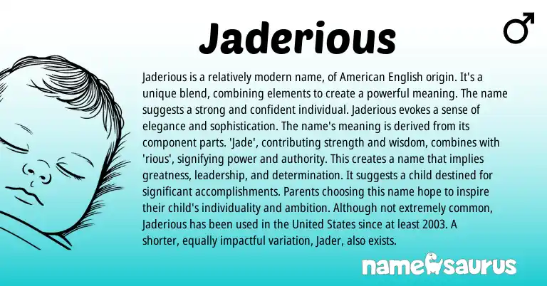 Infographic about Jaderious name meaning, Jaderious is a name from Other origin(s).