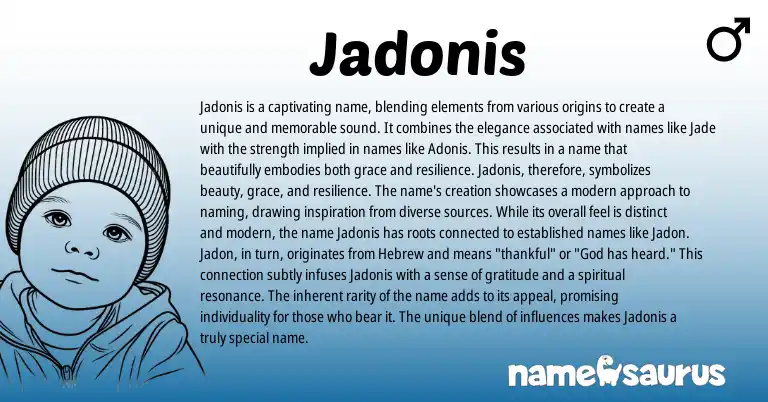 Infographic about Jadonis name meaning, Jadonis is a name from Greek origin(s).
