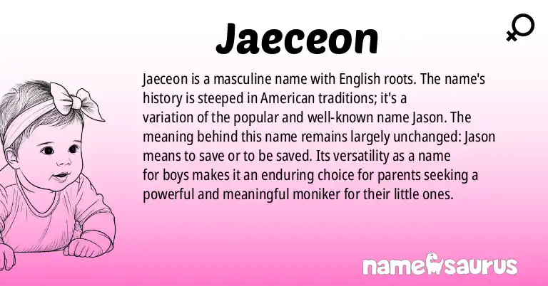 Infographic about Jaeceon name meaning, Jaeceon is a name from English (American) origin(s).