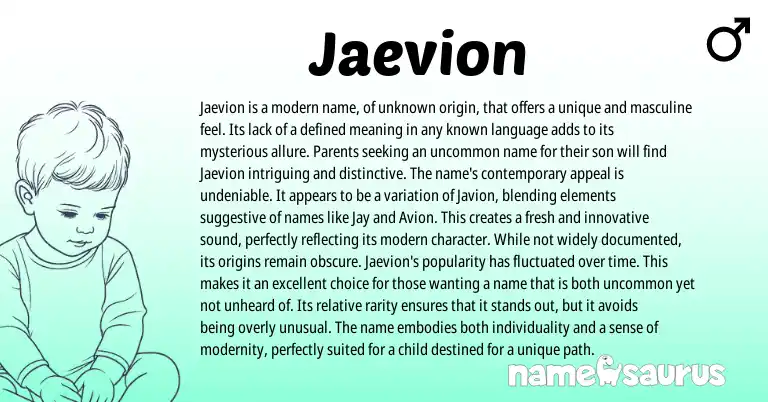 Infographic about Jaevion name meaning, Jaevion is a name from Other origin(s).