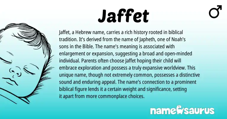 Infographic about Jaffet name meaning, Jaffet is a name from Hebrew, Biblical origin(s).