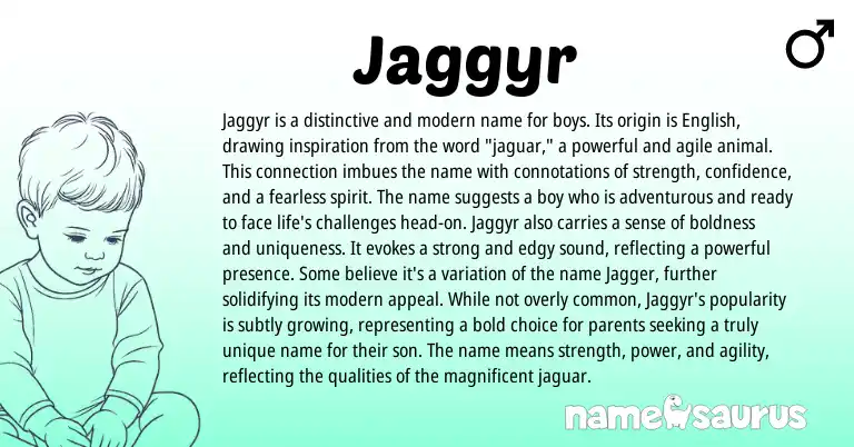 Infographic about Jaggyr name meaning, Jaggyr is a name from English origin(s).