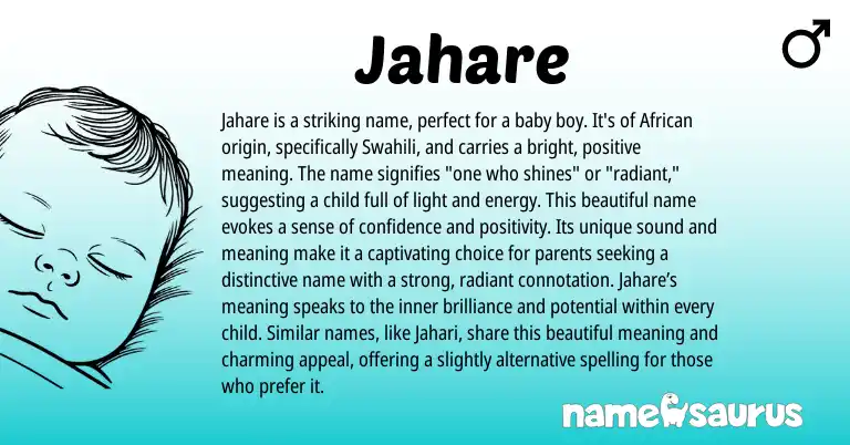 Infographic about Jahare name meaning, Jahare is a name from African origin(s).