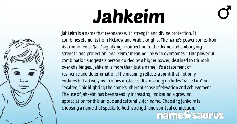 Infographic about Jahkeim name meaning, Jahkeim is a name from Other origin(s).