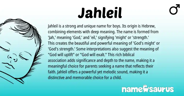 Infographic about Jahleil name meaning, Jahleil is a name from Hebrew, American origin(s).