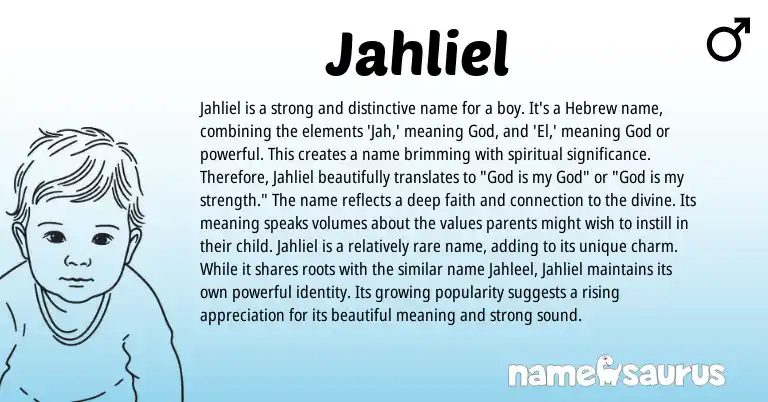 Infographic about Jahliel name meaning, Jahliel is a name from Hebrew origin(s).