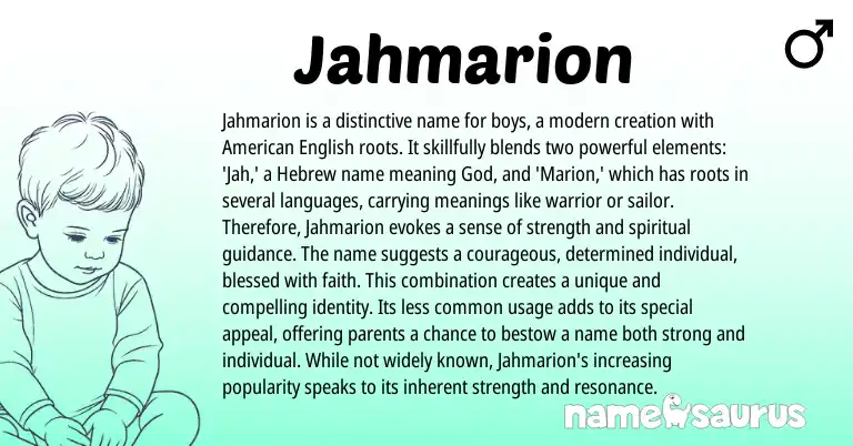 Infographic about Jahmarion name meaning, Jahmarion is a name from Biblical origin(s).