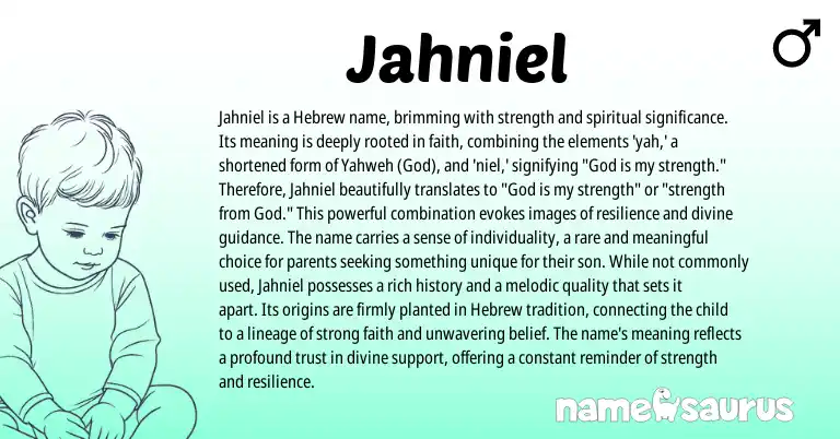 Infographic about Jahniel name meaning, Jahniel is a name from Hebrew origin(s).