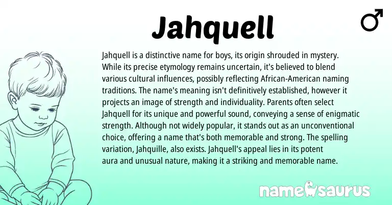 Infographic about Jahquell name meaning, Jahquell is a name from American origin(s).