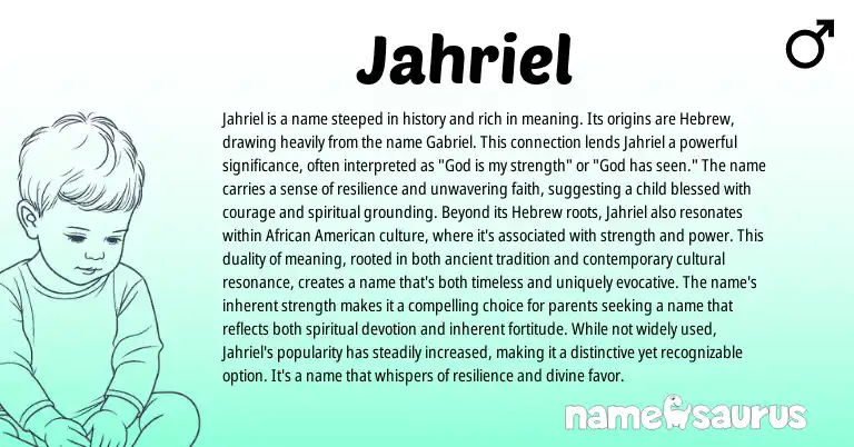 Infographic about Jahriel name meaning, Jahriel is a name from Hebrew origin(s).