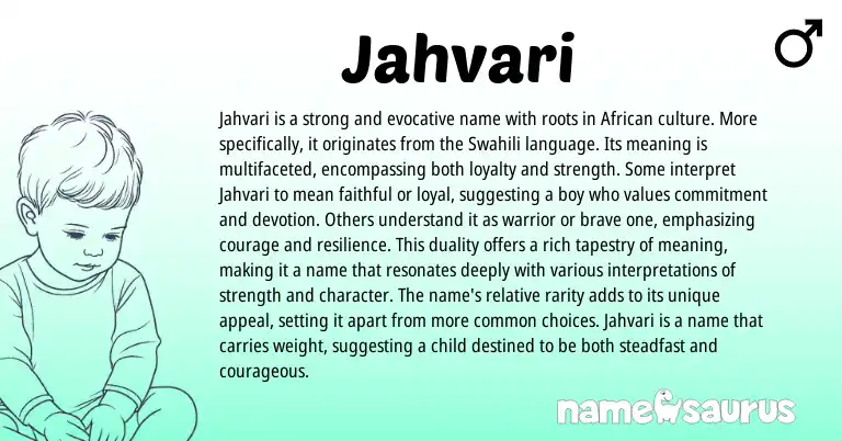 Infographic about Jahvari name meaning, Jahvari is a name from African origin(s).