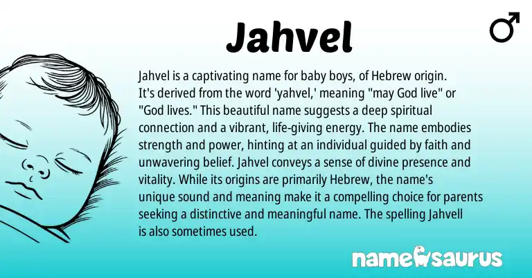 Infographic about Jahvel name meaning, Jahvel is a name from Hebrew origin(s).