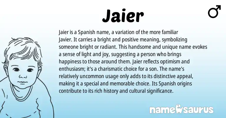 Infographic about Jaier name meaning, Jaier is a name from Spanish origin(s).
