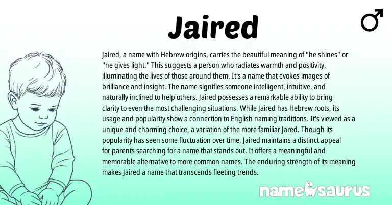 Infographic about Jaired name meaning, Jaired is a name from Hebrew origin(s).
